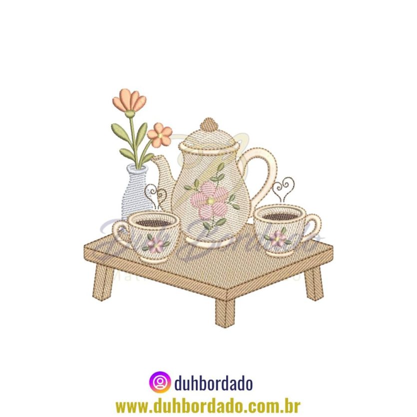 Matriz de Bordado de Bule Café