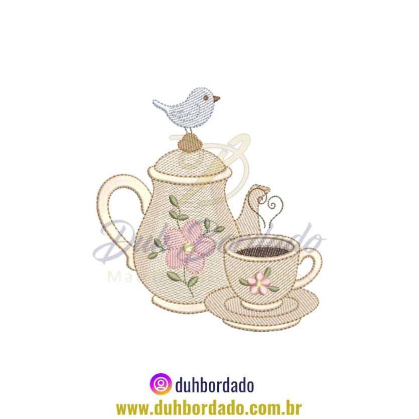 Matriz de Bordado de Cozinha Bule Café