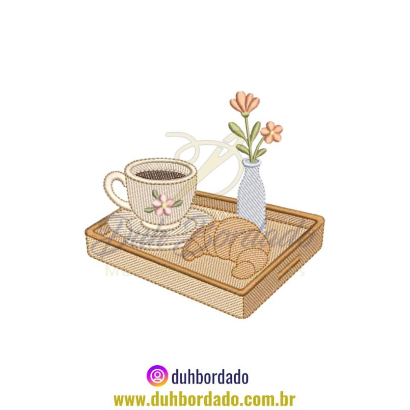 Matriz de Bordado de Bandeja Café da Manhã