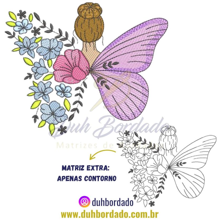 Matriz de Bordado de Mulher com Asas