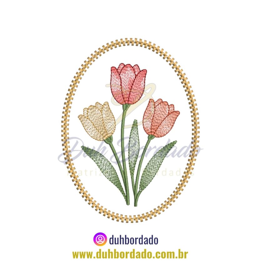 Matriz de Bordado de Tulipas Floral