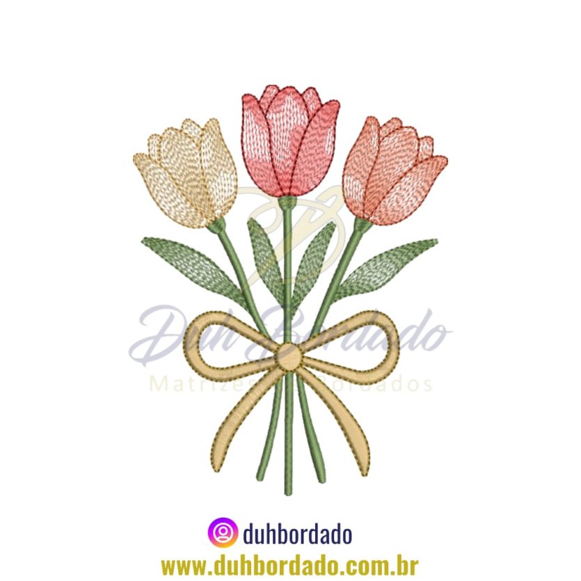 Matriz de Bordado de Tulipas Floral