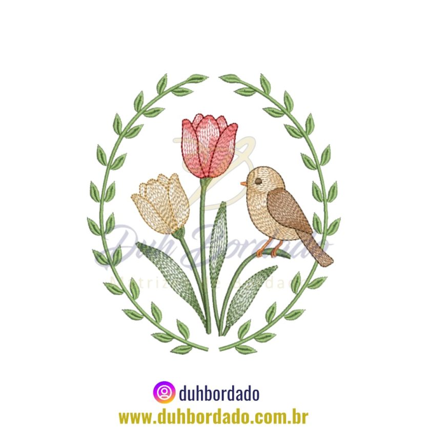 Matriz de Bordado de Tulipas Floral
