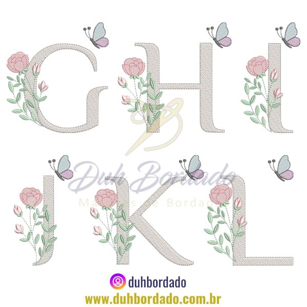 Coleção Matrizes de Bordado Alfabeto Floral - Imagem 2