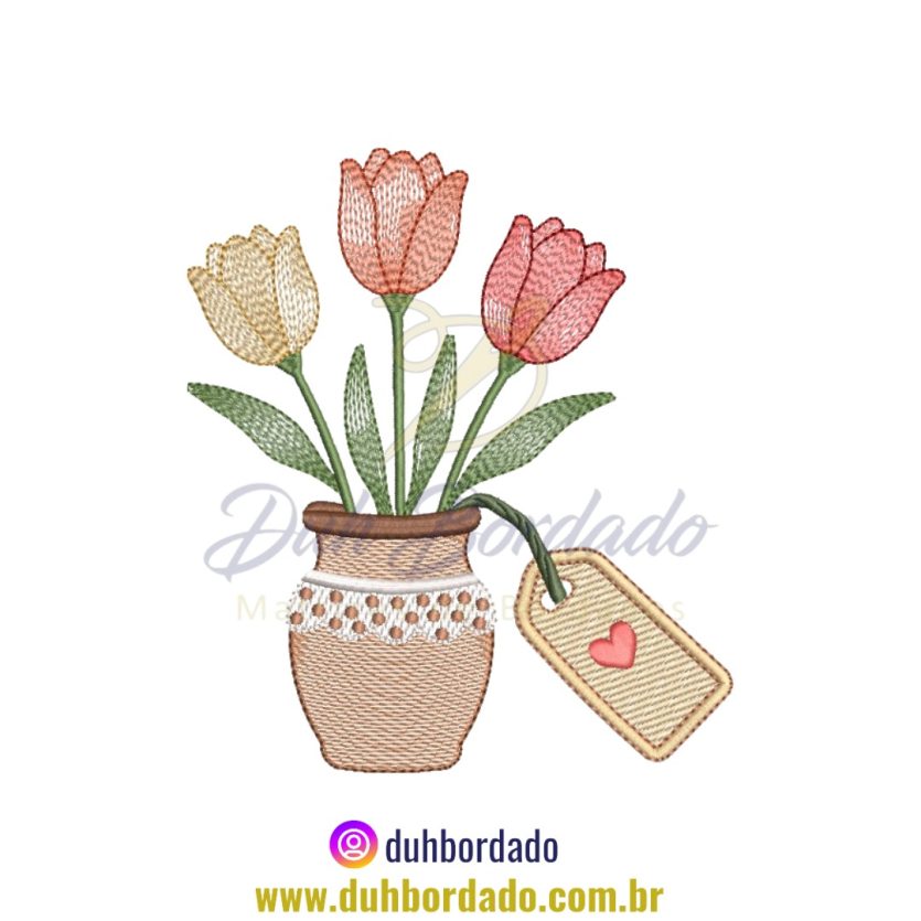 Matriz de Bordado de Tulipas Floral