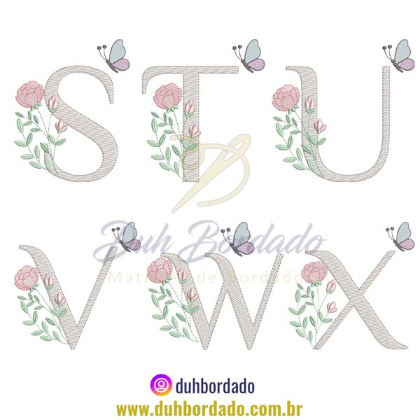 Coleção Matrizes de Bordado Alfabeto Floral - Imagem 4