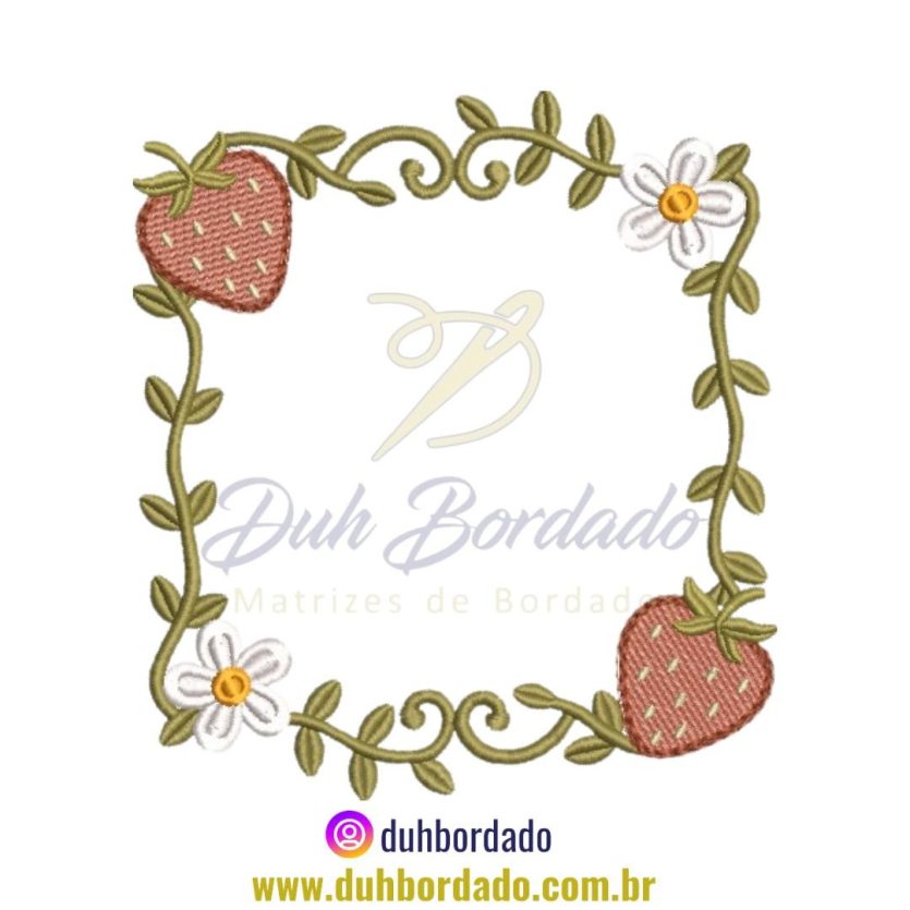 Matriz de Bordado de Moldura Morango