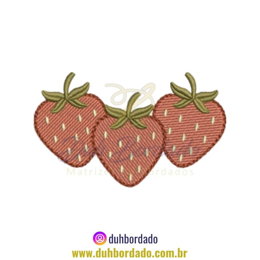 Matriz de Bordado de Trio Morangos Delicados
