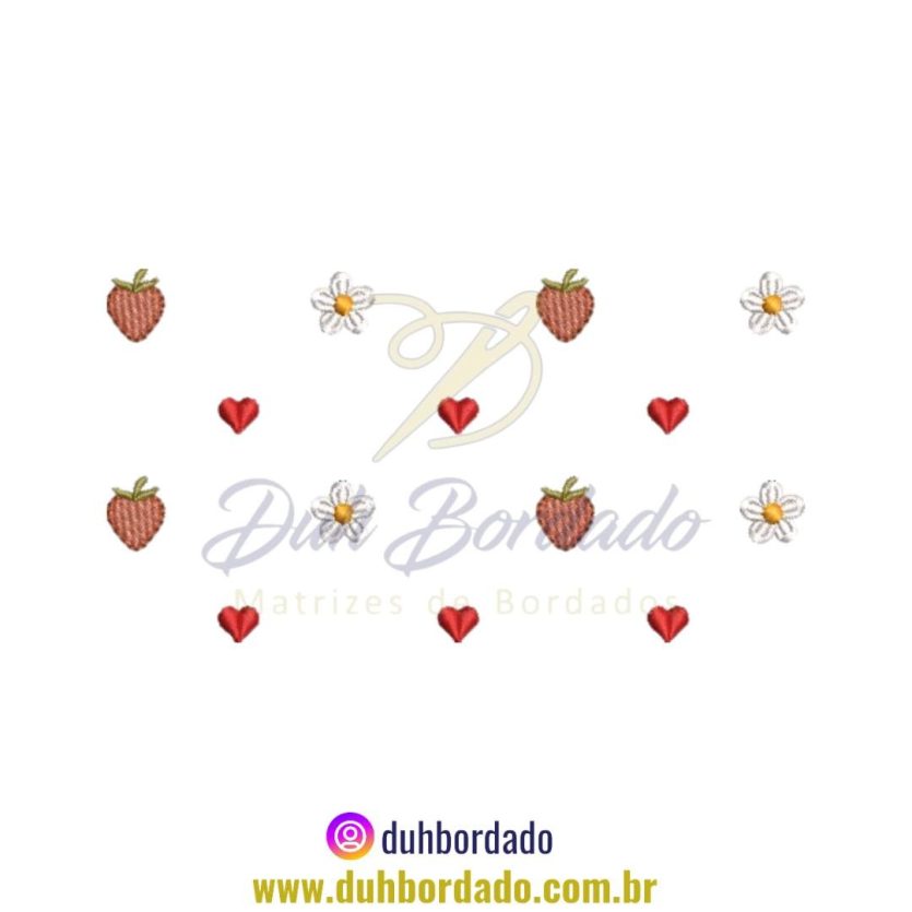 Matriz de Bordado de Poá Morango Delicado