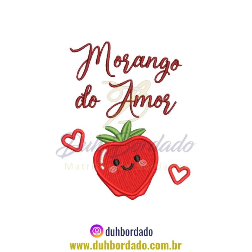 Matriz de Bordado de Morango do Amor Frase