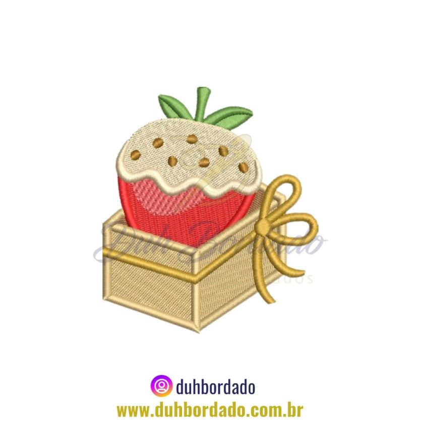 Matriz de Bordado de Morangos do Amor Caixinha Doce