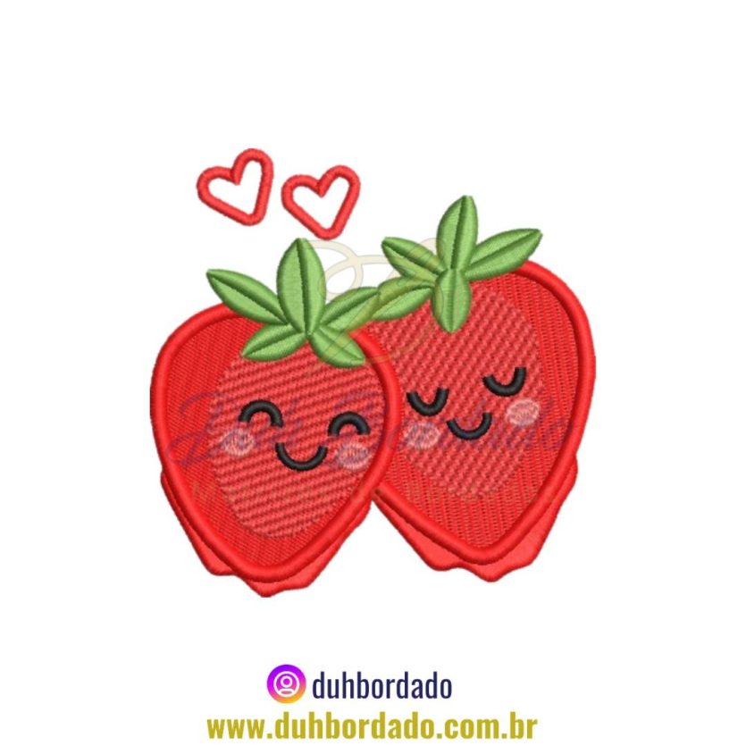 Matriz de Bordado de Morangos do Amor Casal