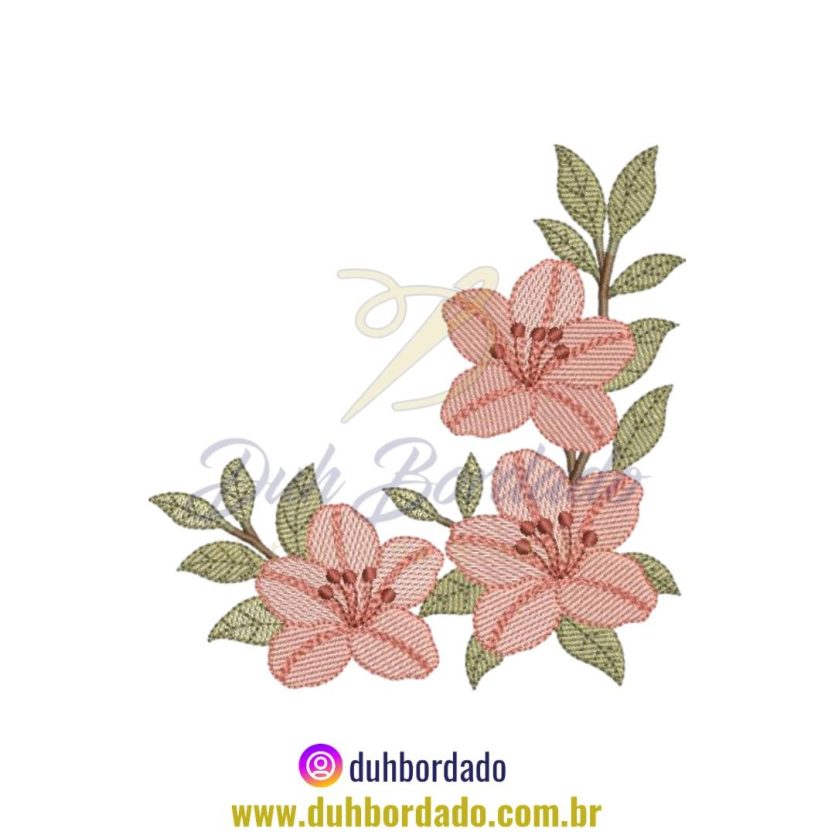 Matriz de Bordado de Azaléias Floral