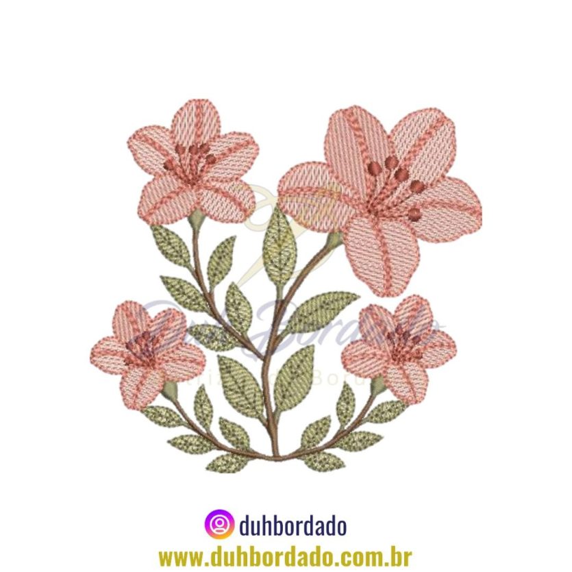 Matriz de Bordado de Azaléias Floral