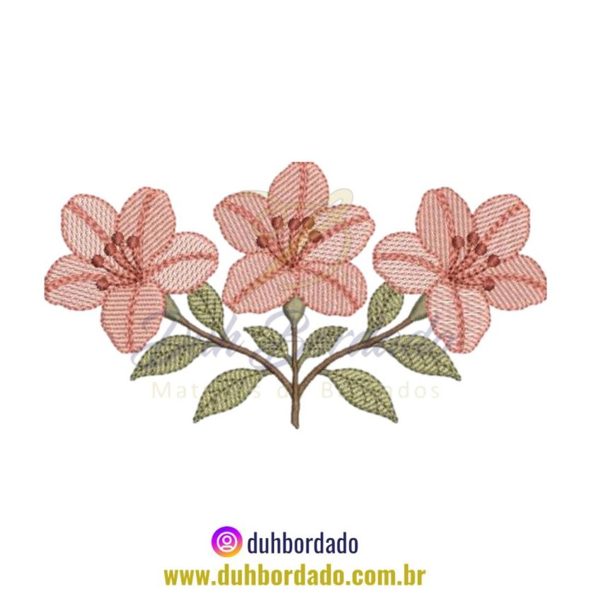 Matriz de Bordado de Azaléias Floral