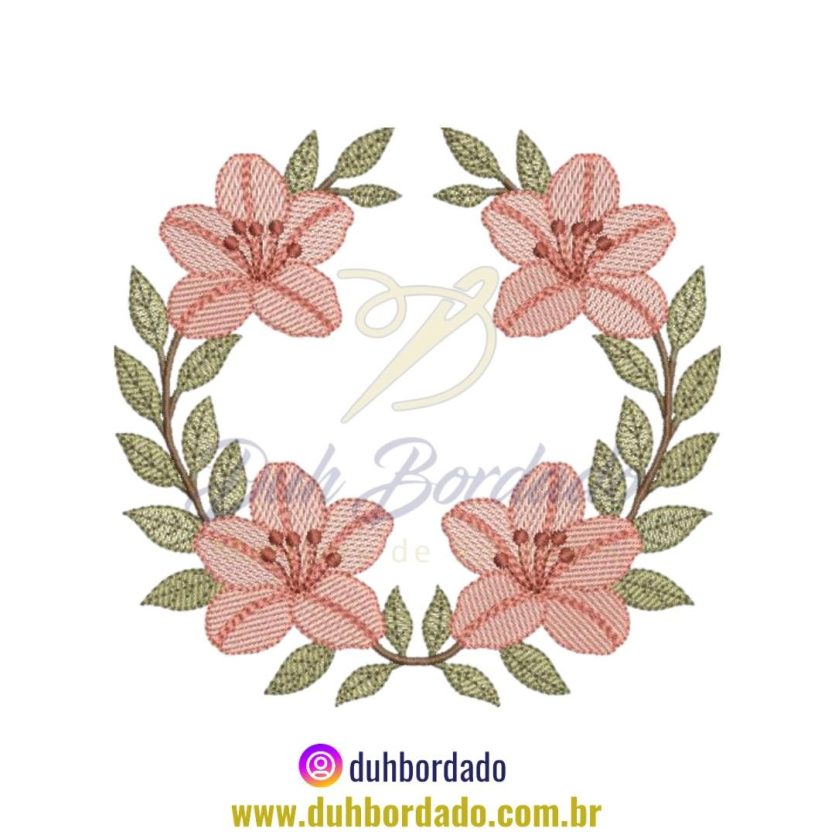 Matriz de Bordado de Moldura Azaléias Floral