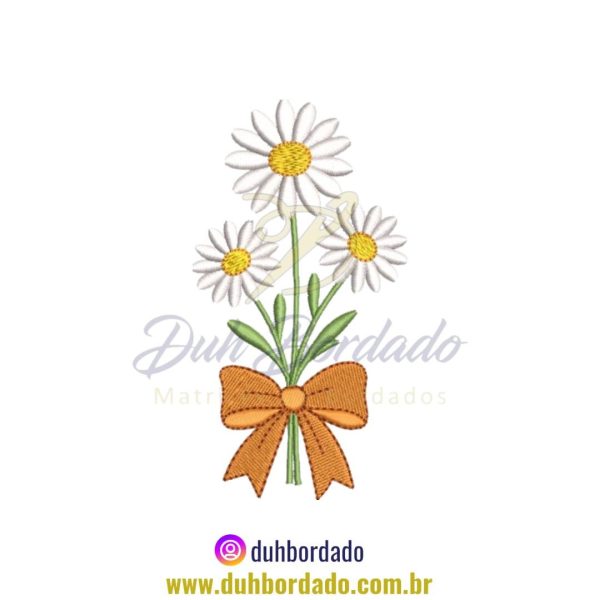 Matriz de Bordado de Margaridas e Laço