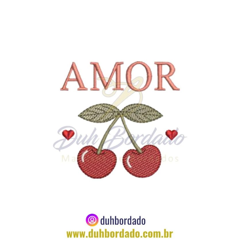 Matriz de Bordado de Cerejas Amor