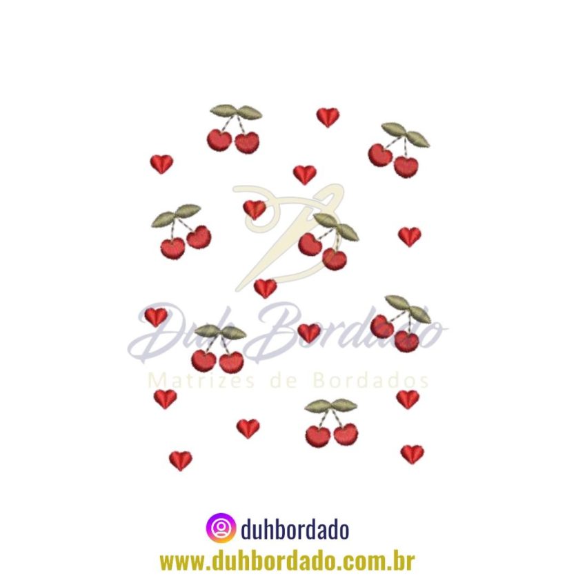 Matriz de Bordado de Cerejas Cozinha Poá