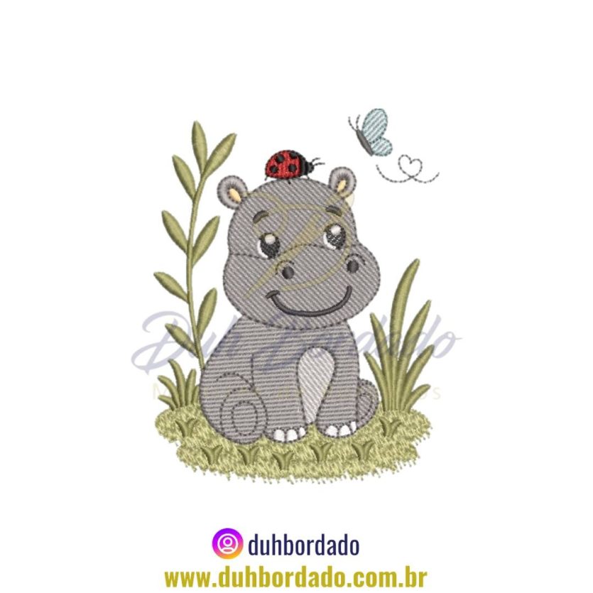 Matriz de Bordado de Hipopótamo Infantil