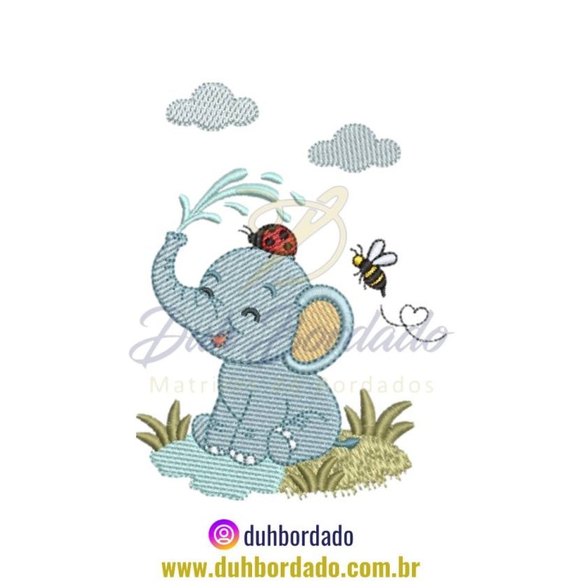 Matriz de Bordado de Elefante Infantil