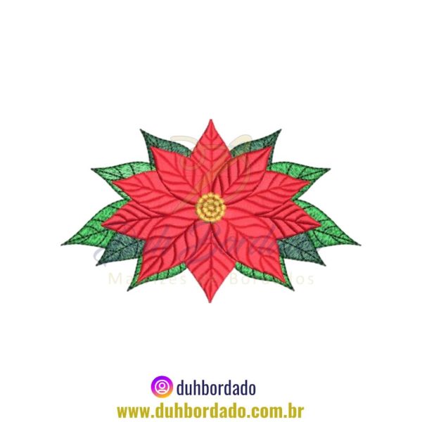 Matriz de Bordado de Poinsétia Floral