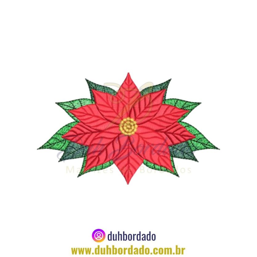 Matriz de Bordado de Poinsétia Floral