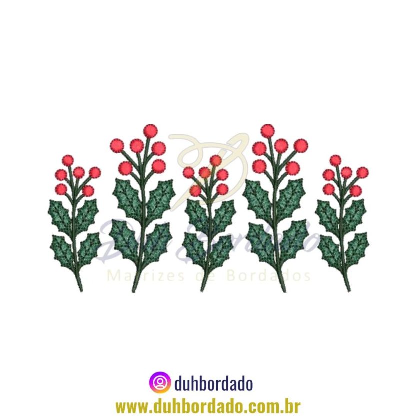 Matriz de Bordado de Jardim Azevinhos Natal