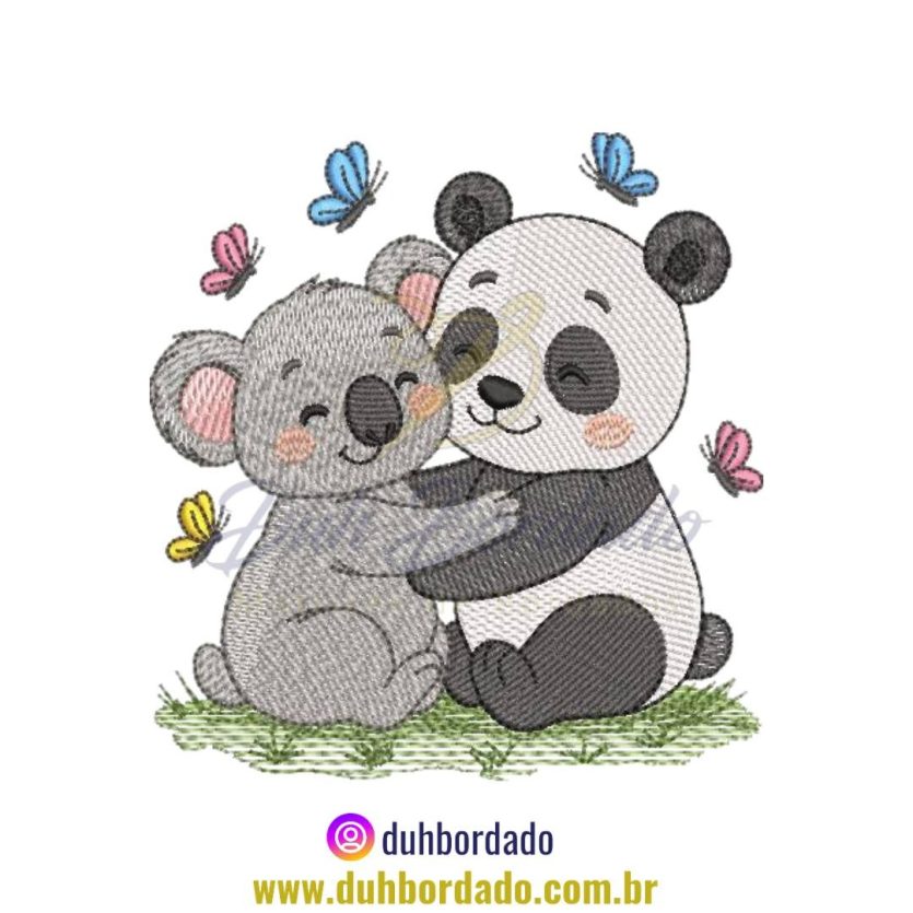 Matriz de Bordado de Coala e Panda Infantil