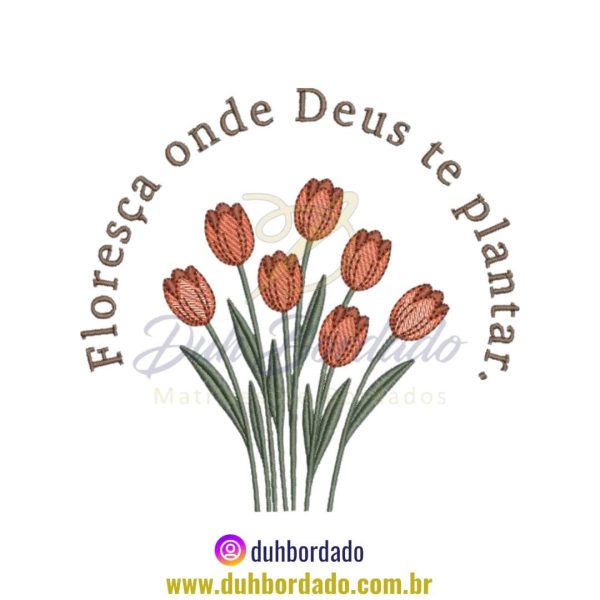Matriz de Bordado de Frase Floral