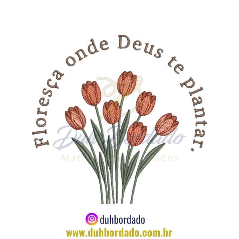 Matriz de Bordado de Frase Floral