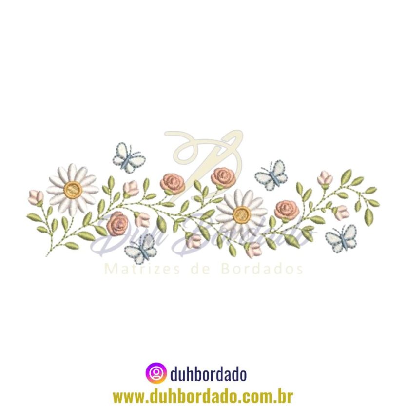 Matriz de Bordado Barrado Floral