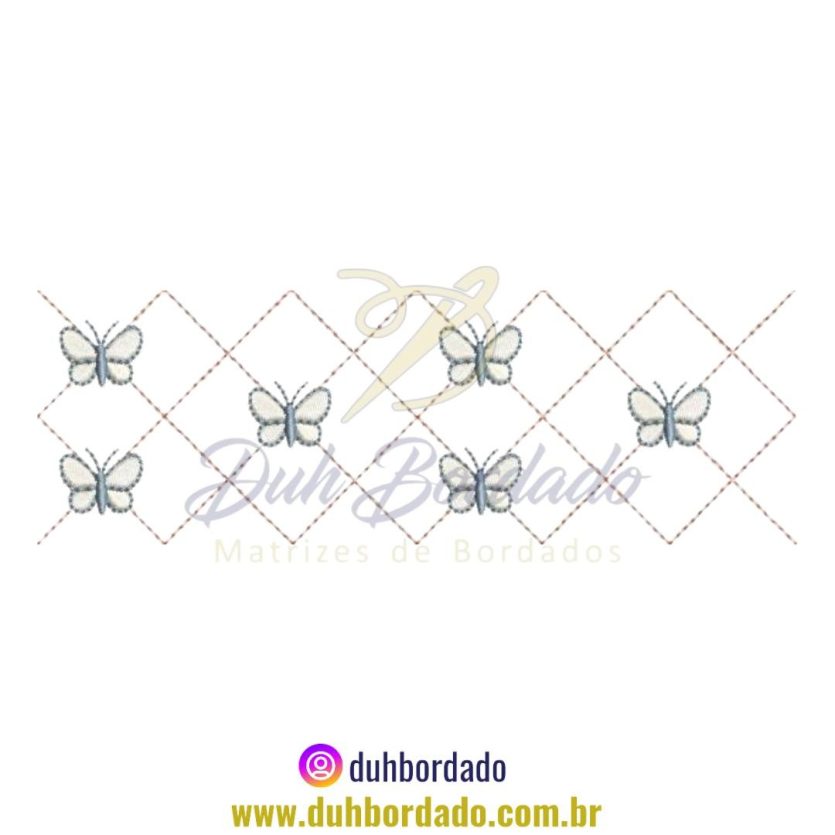 Matriz de Bordado Barrado Borboletas