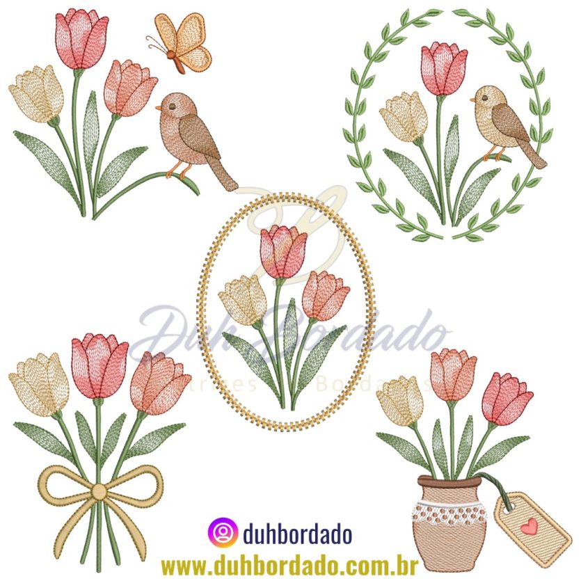 Coleção Matrizes de Bordados Flor Tulipas