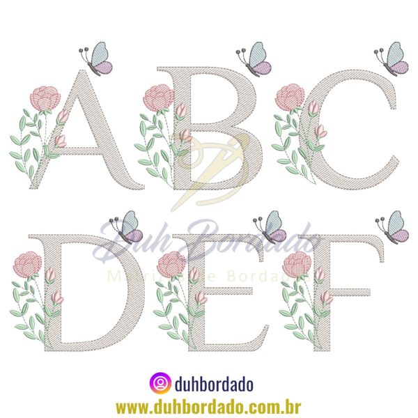 Coleção Matrizes de Bordado Alfabeto Floral