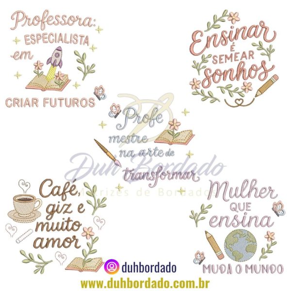 Coleção Matrizes de Bordados Frases Dia dos Professores