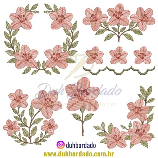 Coleção Matrizes de Bordados Flor Azaléias