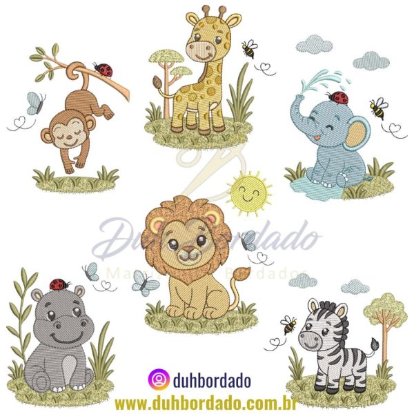 Coleção Matrizes de Bordados Safari Infantil