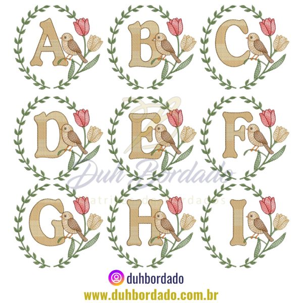 Coleção Matrizes de Bordado Alfabeto Tulipa