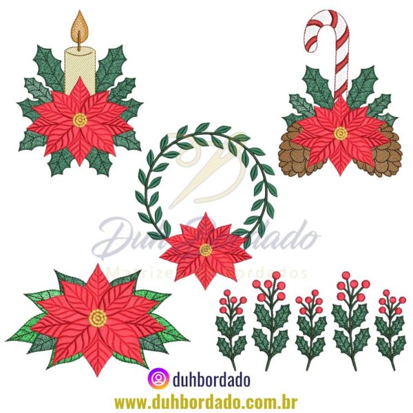 Coleção Matrizes de Bordados Flor Poinsétia Natal