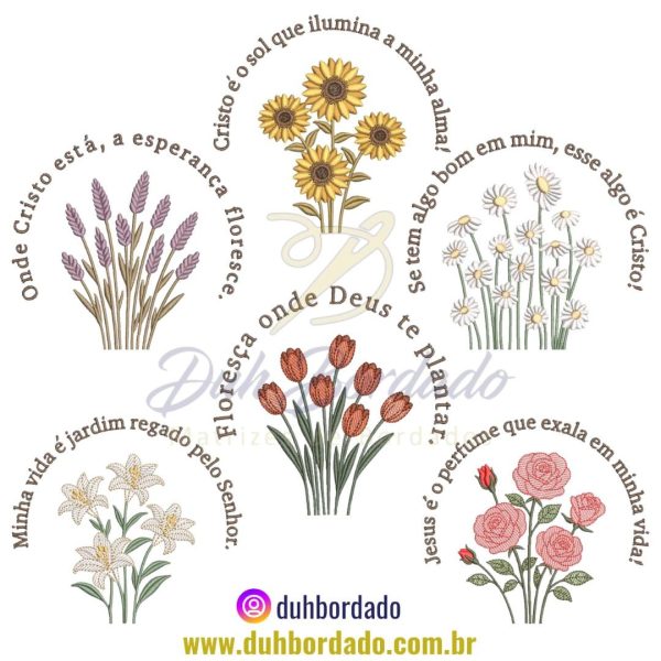 Coleção Matrizes de Bordados Frases Floral