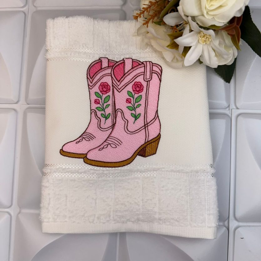 Matriz de Bordado de Bota Country com Flores