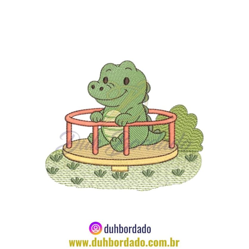 Matriz de Bordado de Animal Infantil Jacaré