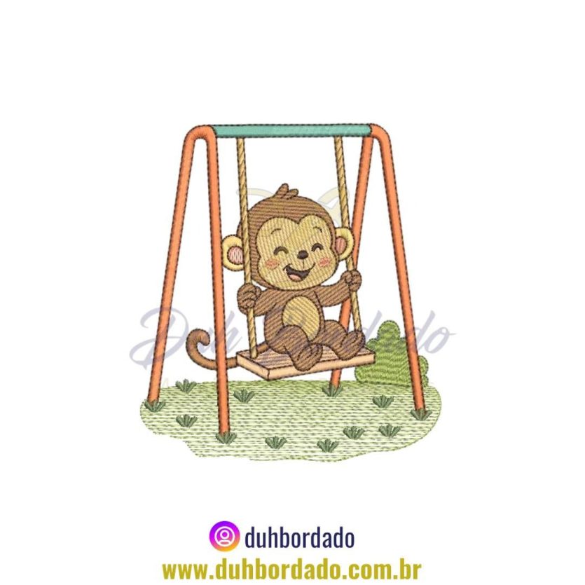 Matriz de Bordado de Animal Infantil Macaco
