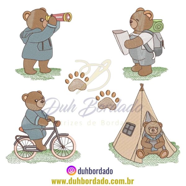 Coleção Matrizes de Bordados de Urso Explorador