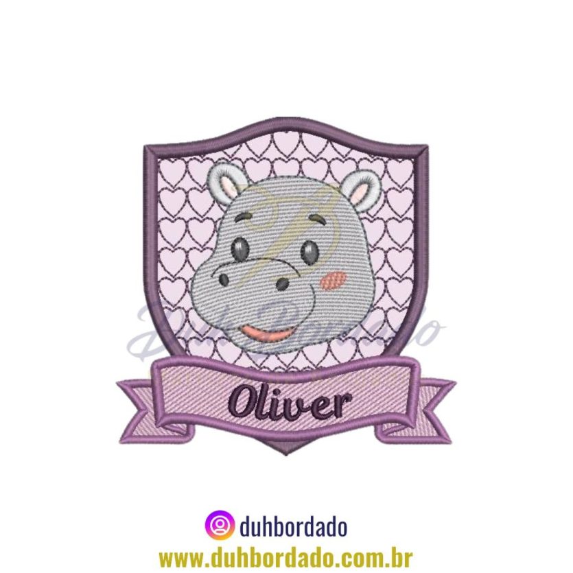 Matriz de Bordado de Moldura Hipopótamo