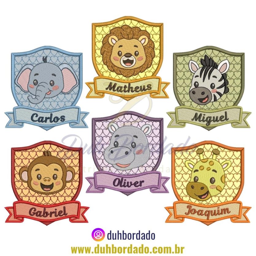 Coleção Matrizes de Bordados Safari Nomes