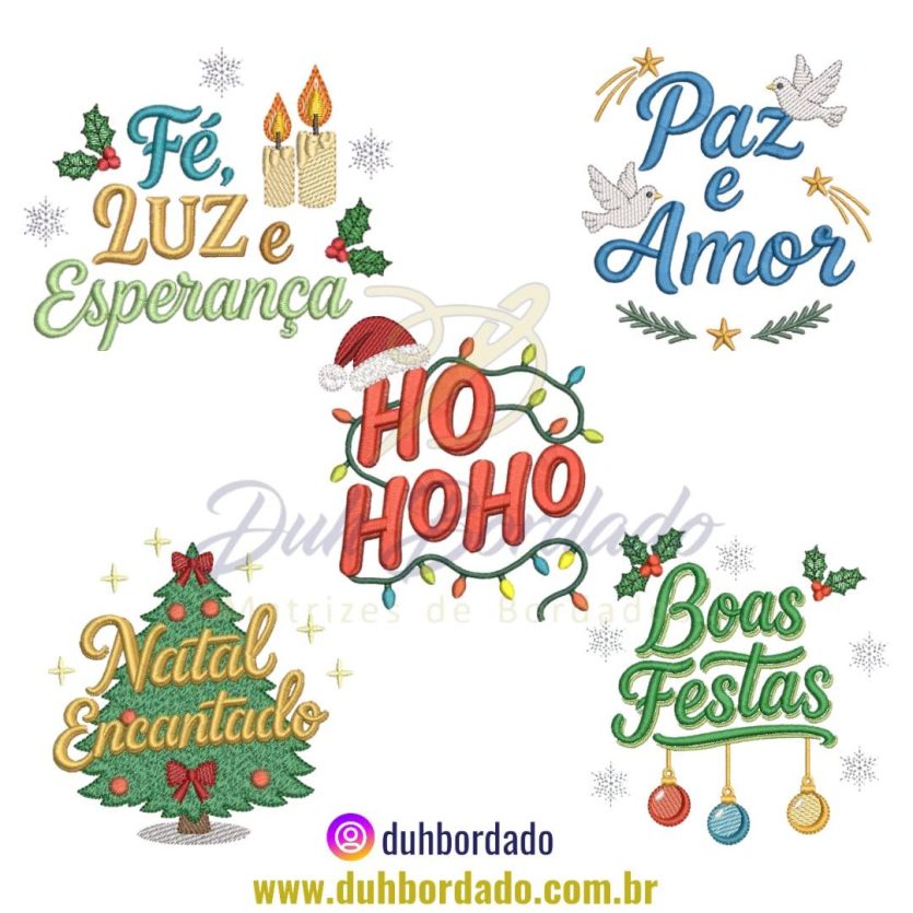 Coleção Matrizes de Bordados de Natal Lettering