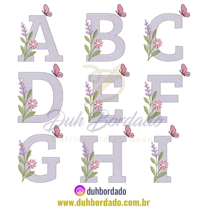 Coleção Matrizes de Bordado Alfabeto Floral