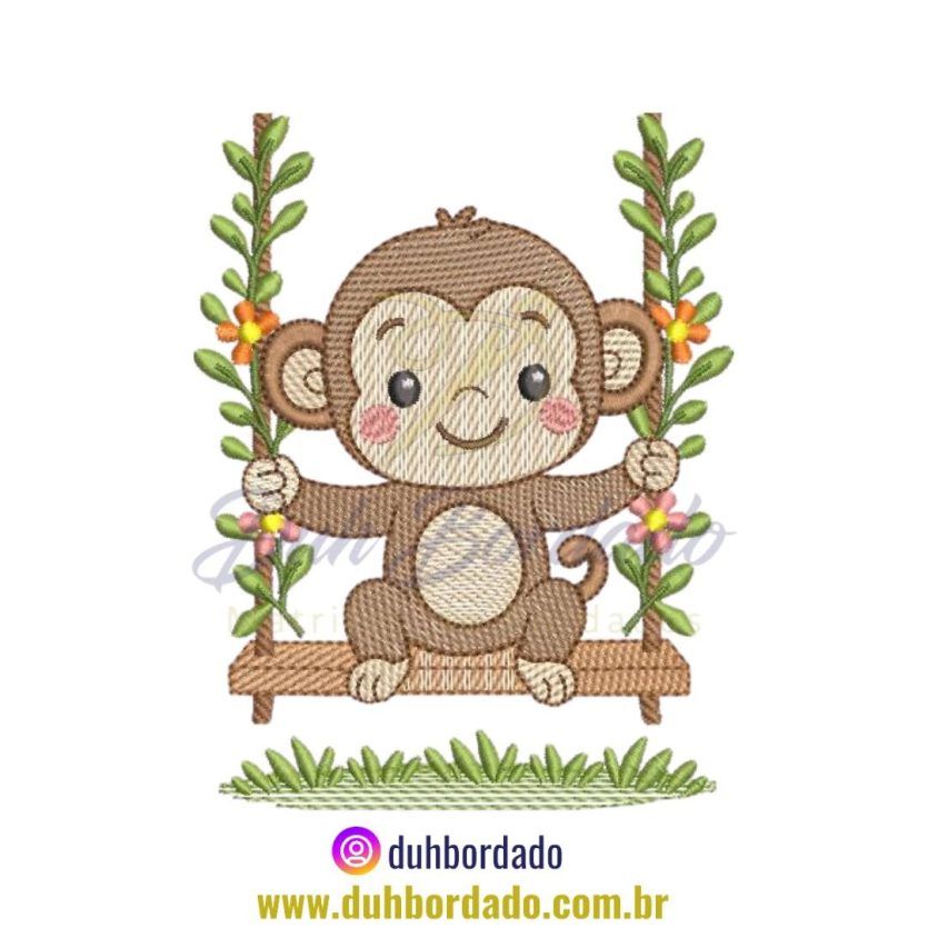 Matriz de Bordado de Macaco Infantil